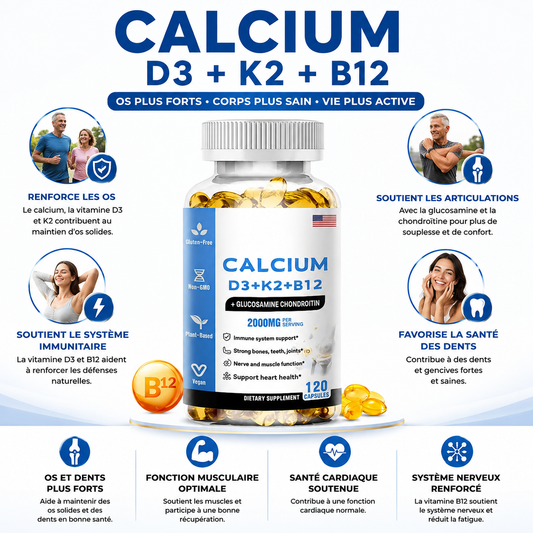 Calcium D3 + K2 + B12 – Os & Articulations | 120 Capsules